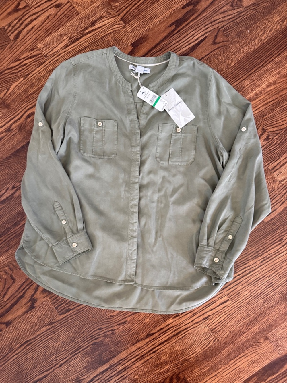 Lightweight Olive Green Button-Front Shirt